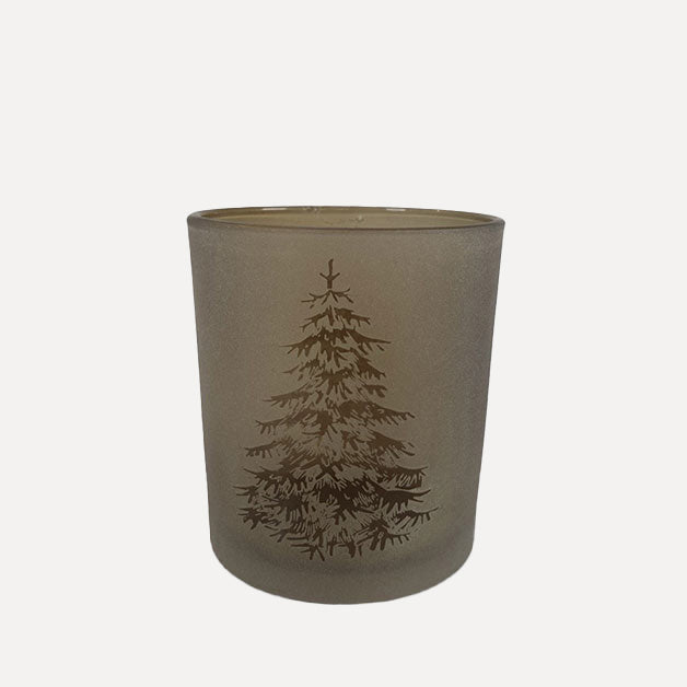 Windlicht Tannenbaum aus Glas - braun