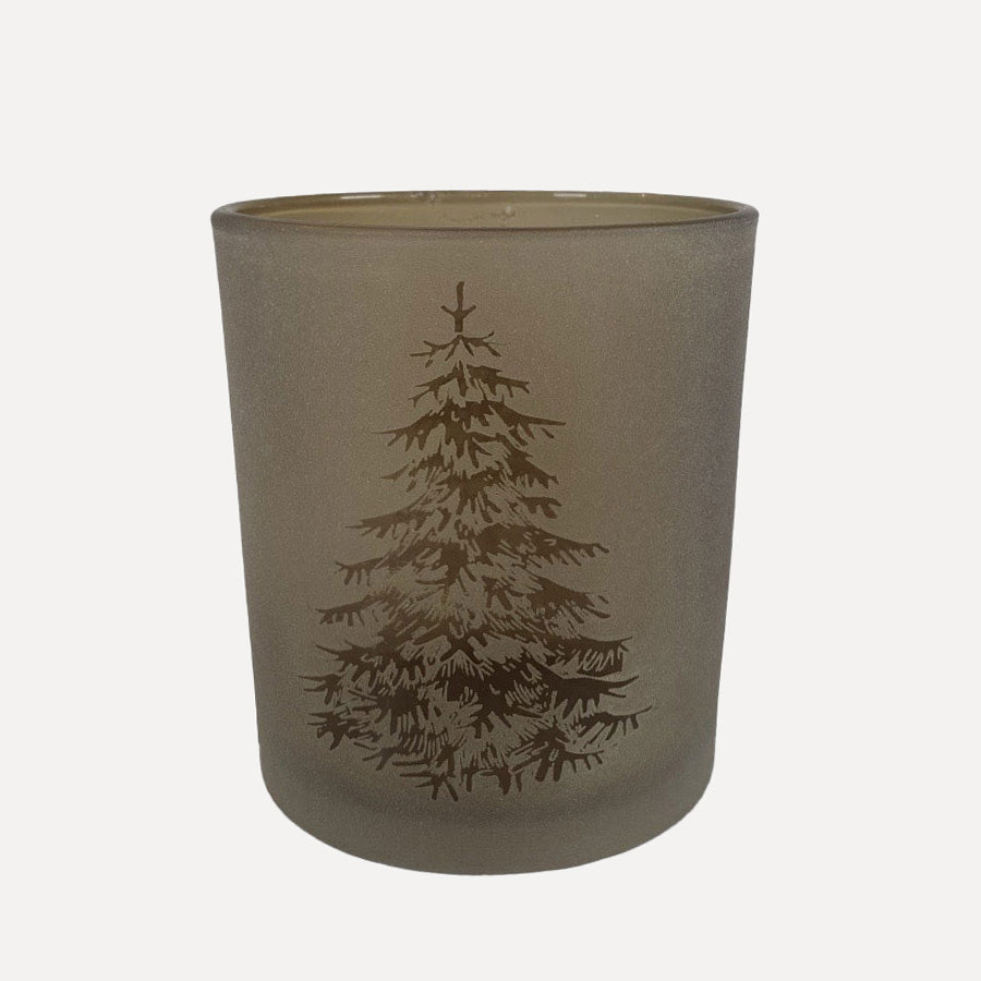 Windlicht Tannenbaum aus Glas - braun