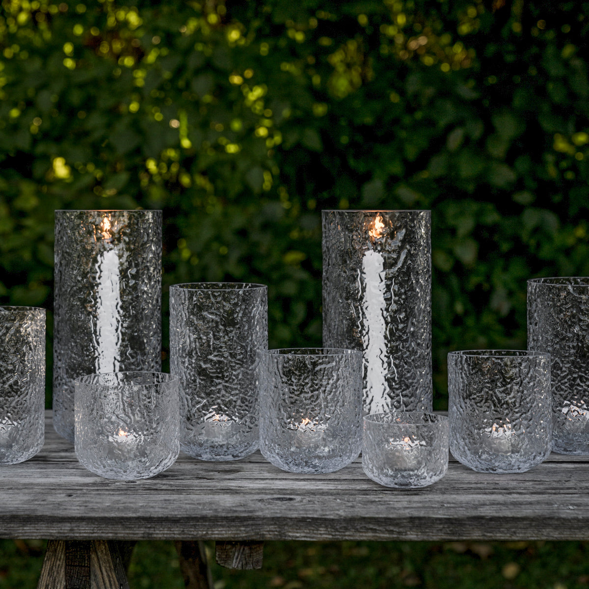 Kerzenhalter gemustert aus Glas