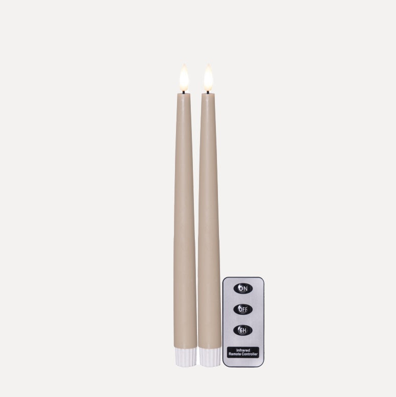 LED Stabkerzen 2er Set mit Fernbedienung - beige