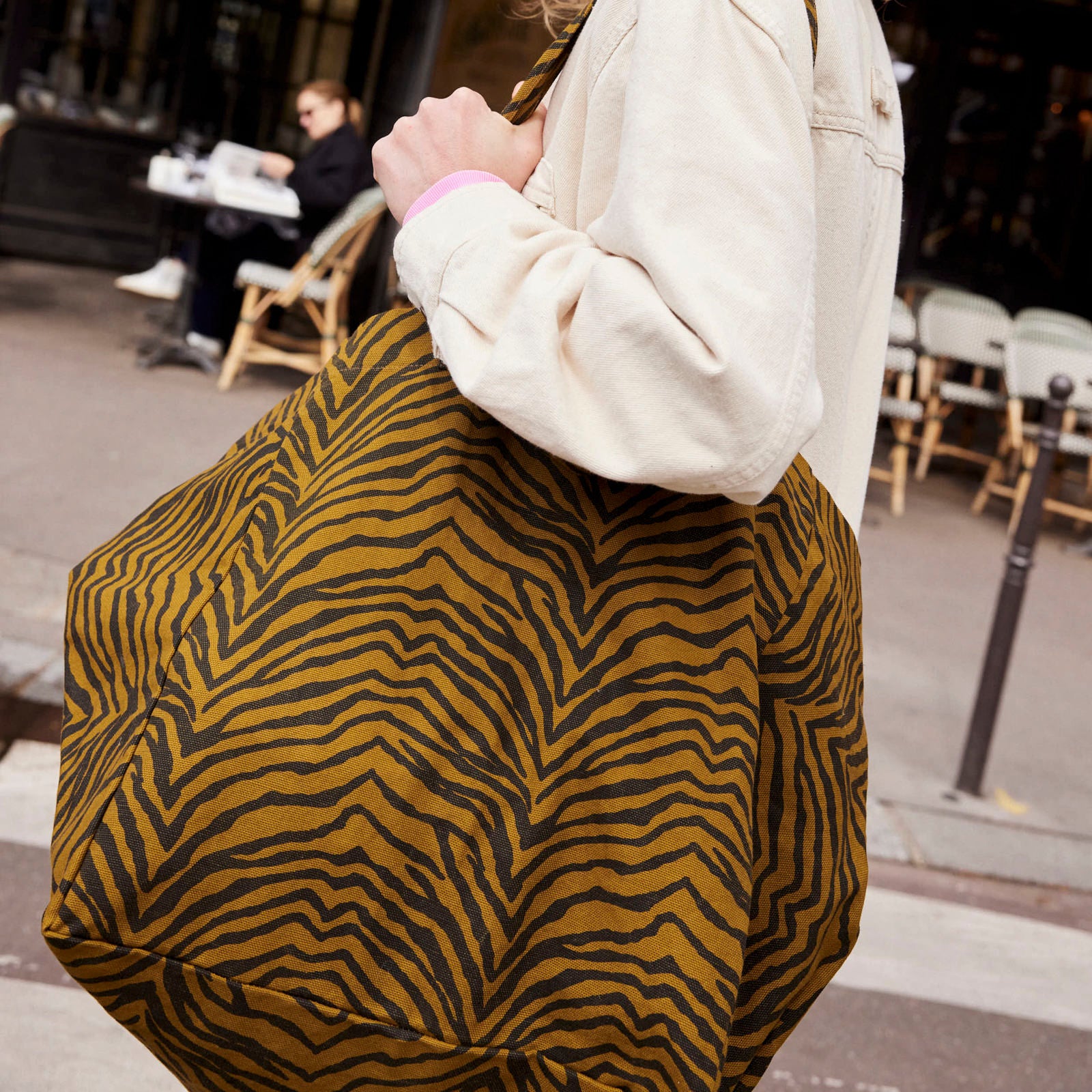 Shopper aus Baumwolle - Zebra Khaki